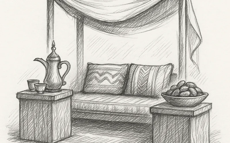 Arabic majlis rental Dubai - Sadu seating and heritage decor by AELive
