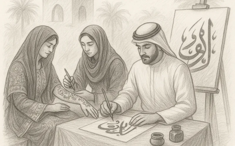 Cultural crafts workshops Dubai - Emirati Sadu weaving pottery calligraphy henna